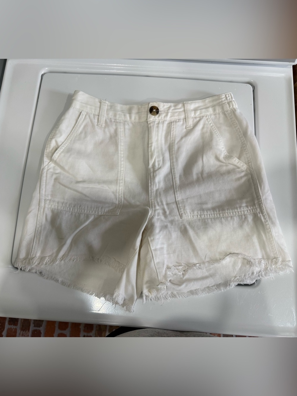 aerie White Frayed Patch Pocket beach Shorts